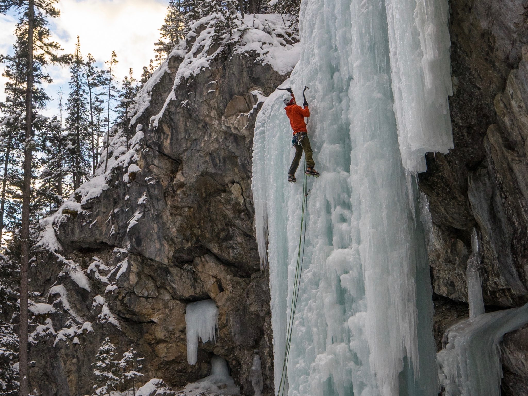 Learning to lead ice climbs with guide Jay Mills