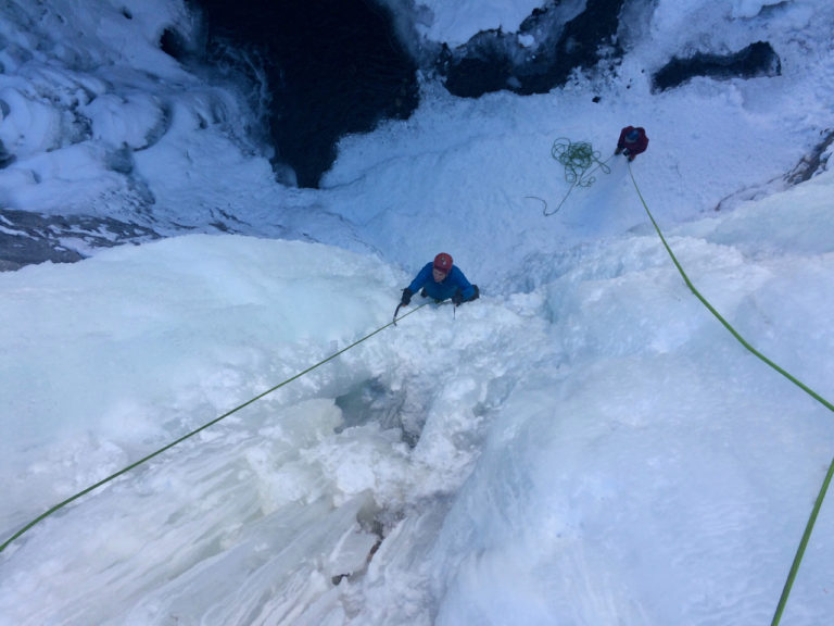 Ice climbing course near Canmore