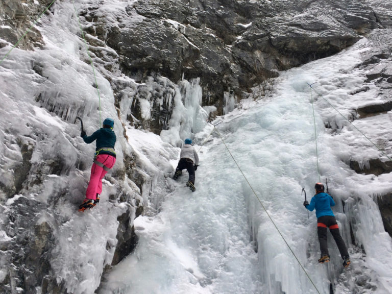Ice climbing course near Banff