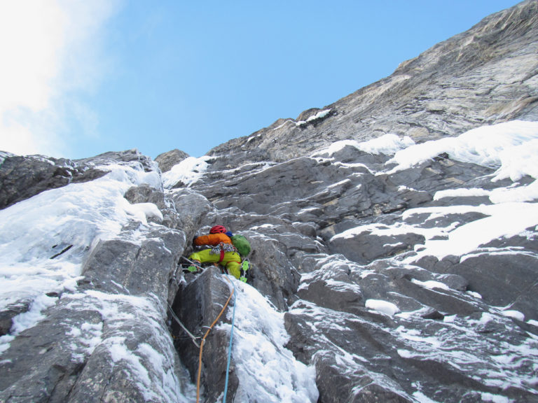 French Reality ice climb in the Canadian Rockies