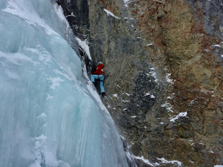 Ice and mixed climbing course at King Creek, Alberta