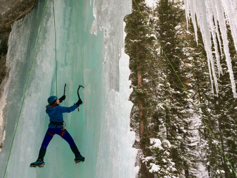 Steep ice clinic course at Bear Spirit near Banff