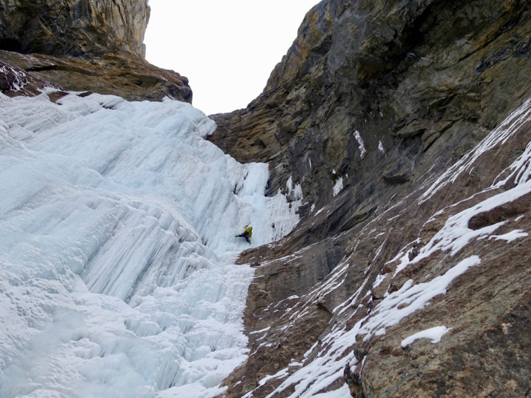 Polar Circus crux pitch of ice climbing