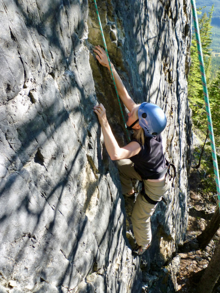 Outdoor rock climbing class in Canmore