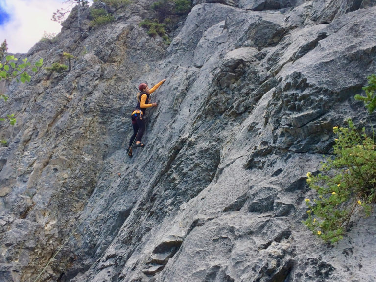 Sport lead climbing lesson in Kananaskis