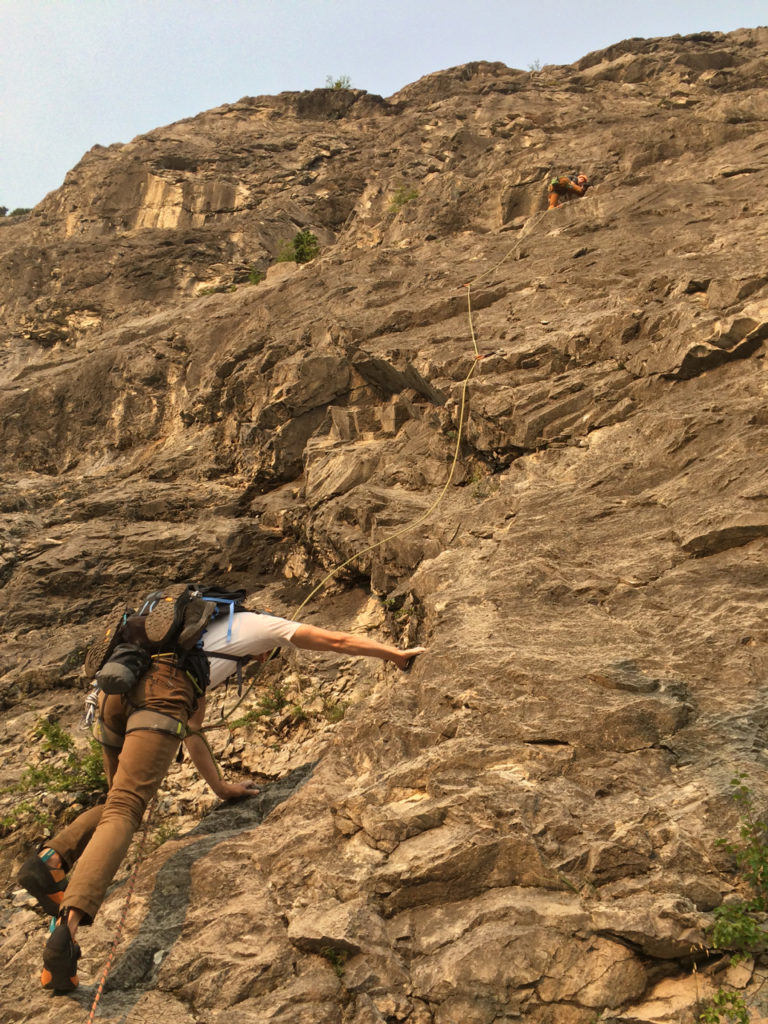 Multipitch rock climbing lesson near Canmore