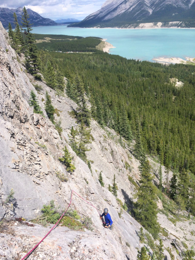 Rock climbing near Nordegg on Stark Raven Mad