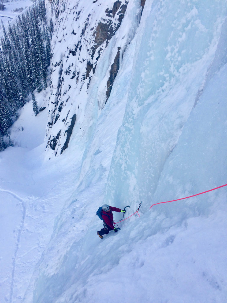 A guided ascent of the Weeping Wall Right Hand